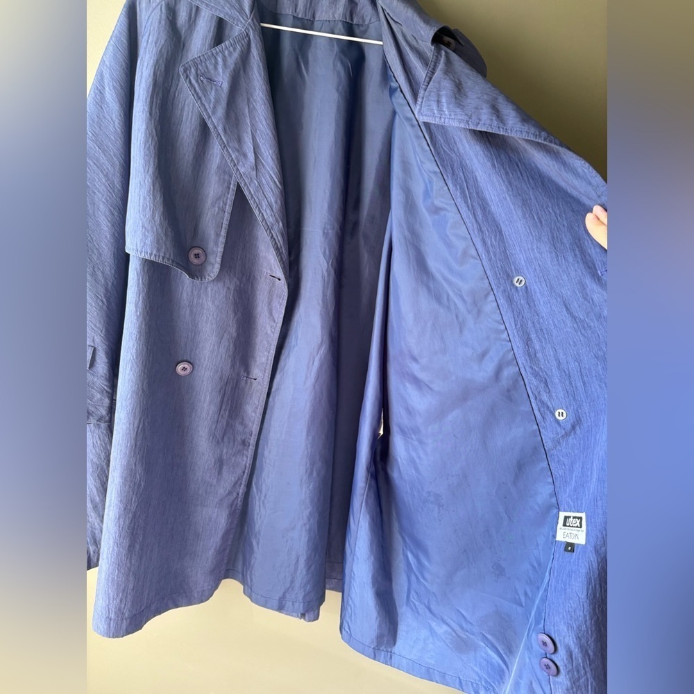 Vintage Utex by Eaton, purple, lilac trench coat, size 8, oversized, baggy - Picture 5 of 8